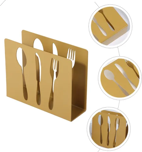 Miniatura 9 de MAGICLULU Square Metal Napkin Holder with Hollow Cutlery Design, Upright Tissue Storage Stand for Restaurant and Household, Modern Style Napkin Rack