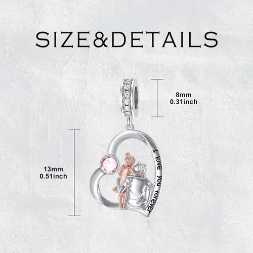 Miniatura 178 de PROESS Dije para padre, madre e hija, pulsera de plata de ley para pulseras, regalos de cumpleaños, día de San Valentín, para hija, madre, amante