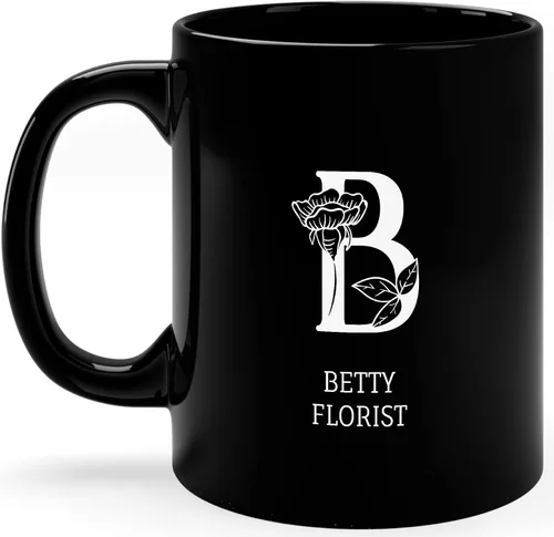 Taza de café con inicial floral con nombre, taza personalizada para mujeres para hombres, regalos monogramados, letras de café personalizadas,
