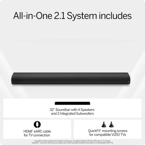 Miniatura 4 de VIZIO Barra de sonido todo en uno SE con Dolby Atmos y DTS:X, altavoz Bluetooth, compatible con QuickFit™ - SV210Y-08 (nuevo, modelo 2024)