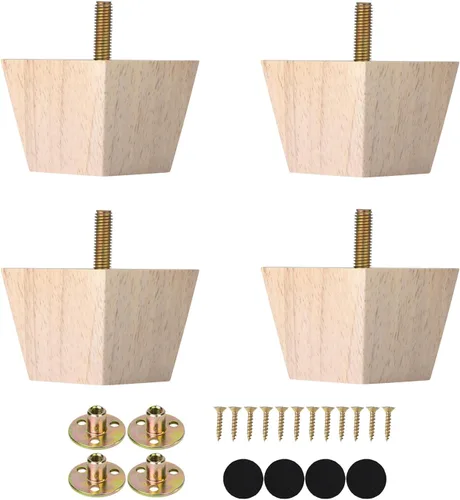 Miniatura 6 de Michanco Juego de 4 patas de muebles de madera sin terminar de 2 pulgadas para sofá, patas cuadradas de repuesto de madera