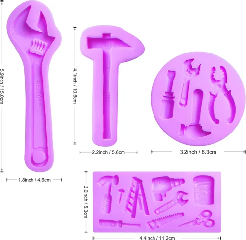 Miniatura 2 de Herramientas de mano moldes para fondant de chocolate, moldes de silicona, mini alicates, herramientas de construcción, moldes de decoración