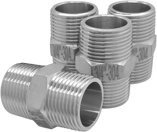 Hooshing 4 piezas de pezón hexagonal 3/4 "macho NPT acero inoxidable 304 accesorios de tubería roscada para kit de preparación tubería casera