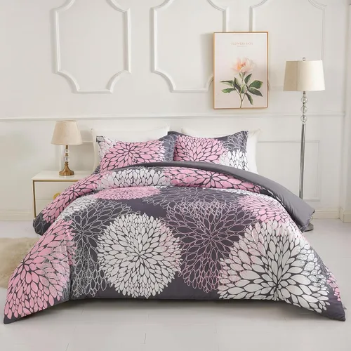 Miniatura 12 de Koniroom Juego de Edredón Twin - Juego de Edredón Floral Reversible Tamaño Twin, 2 Piezas Bonito Juego de Cama Twin de Flores y Plantas para Todas