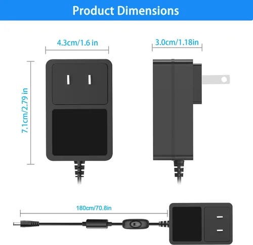 Miniatura 8 de Cable de alimentación de 24 V CC, adaptador de 24 V CC 1.5 A, CA 110-240 V CC en 24 voltios, 1 A, 0,5 A, cargador de pared para difusor