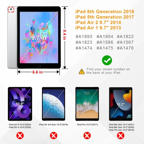 Miniatura 2 de Funda Fintie para iPad de 6ª / 5ª generación (modelo 2018 2017, 9.7 pulgadas), iPad Air 2 / Air 1 (9.7 pulgadas) - [Protección de Esquinas] Funda