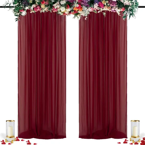 Miniatura 60 de DUOBAO Cortina de gasa naranja transparente de 10 pies, 2 paneles de 29 x 120 pulgadas, cortinas de tela de gasa para ceremonia de boda, cortinas