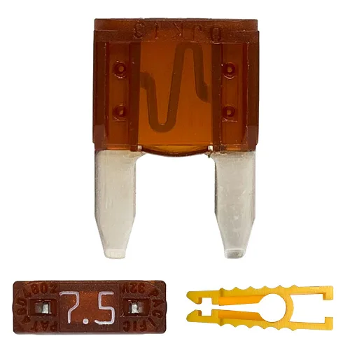 20 piezas de fusibles de hoja mini de 7.5A y 1 extractor de fusibles ATC/ATO 32V 7.5Amp de reacción rápida para automóvil, camioneta, SUV Mini 7.5A
