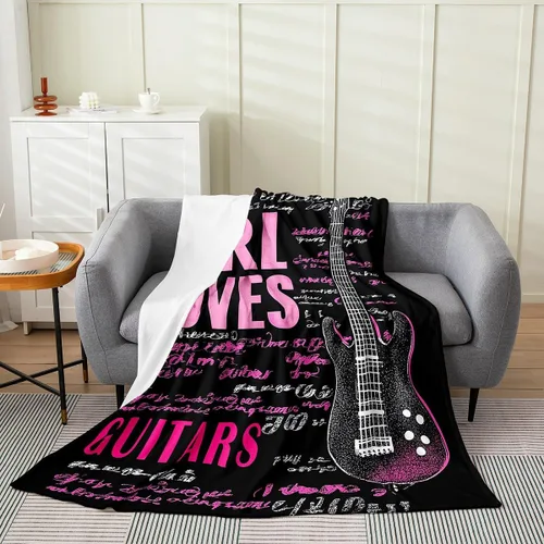 Miniatura 14 de Castle Fairy Manta de forro polar con botas de vaquero, manta de guitarra musical bohemia para niños y niños, manta de vaquera rústica occidental