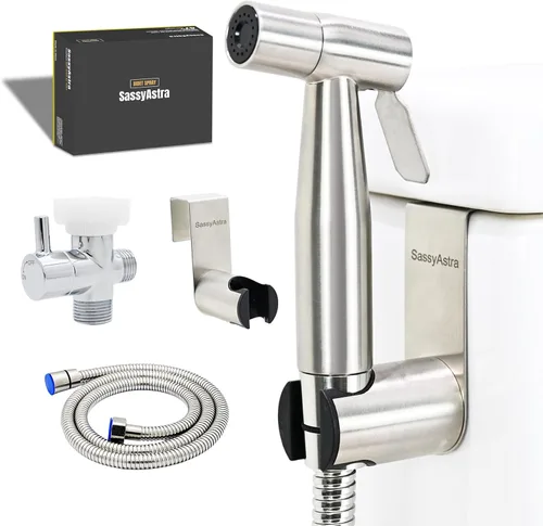 Pulverizador de bidé de inodoro de mano, presión de agua ajustable, con manguera, kit de lavado femenino y para mascotas, accesorio de higiene de