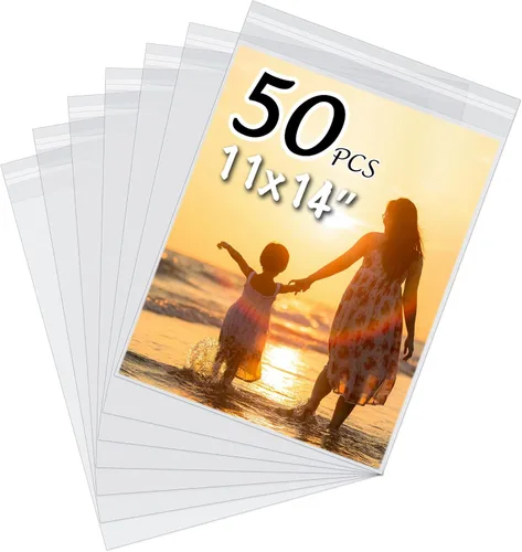 Miniatura 15 de Paquete de 50 fundas de almacenamiento transparentes cristalinas sin ácidos para impresiones artísticas/imágenes/fotos/paspartús de 12x12 pulgadas
