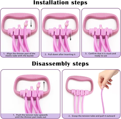 Miniatura 5 de Resistance Bands with Handles for Women 15-90LBS-6 Tube Adjustable Silicone Exercise Bands Set for Arm Back Exercise, Stretch Bands for Yoga