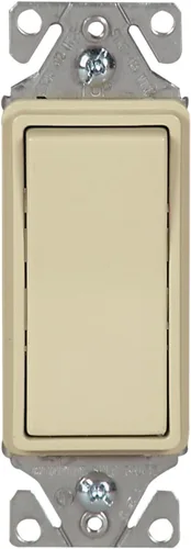 Eaton 7511V 15 Amp 120/277V - Interruptor iluminado decorativo de un solo polo de grado resistente con parte trasera y cable de empuje, color marfil