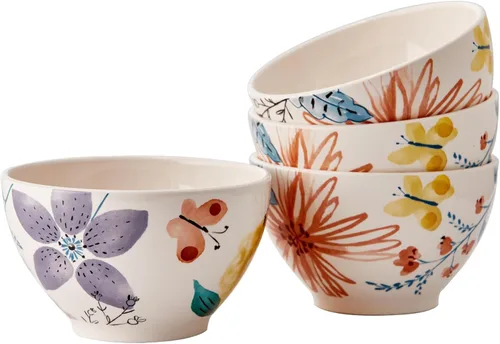 Miniatura 18 de Bico Blooming Moment Juego de 4 Tazones de Cereal, Tazones Hondos de Cerámica de 26 oz para Sopa, Cereal, Ensalada, Fideos, Cocina, Seguros