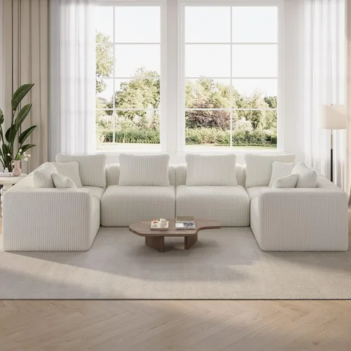 Miniatura 49 de Novilla 141" Sofá seccional modular, sofá seccional moderno en forma de nube con soporte Smarts Coil™, sofá sin huesos en forma de U para sala