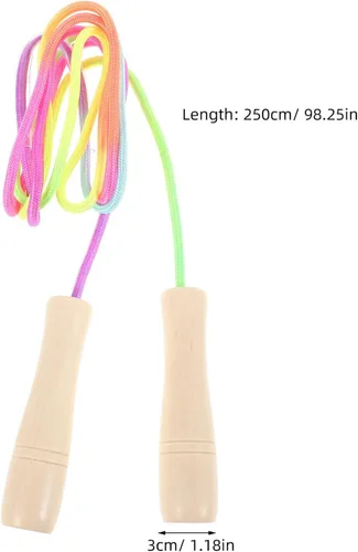 Miniatura 2 de Adjustable Jump Rope with Wooden Handles Lightweight Skipping Rope for Fitness Workout Indoor Outdoor Use Suitable for Preschool and Elementary