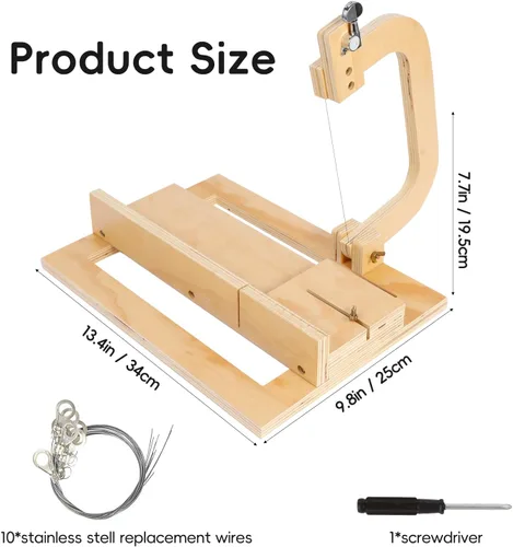 Miniatura 2 de Alambre cortador de jabón ajustable, cortador de jabón de madera para hacer jabón hecho a mano, velas, recortar queso, herramienta de fabricación