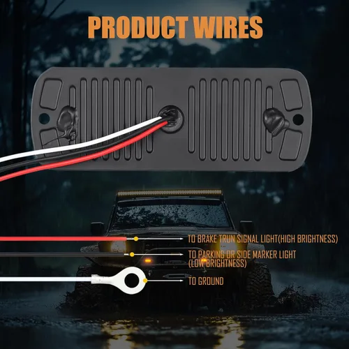 Miniatura 5 de Paquete de 2 luces LED ámbar de aluminio para remolque, señal de giro, freno de estacionamiento, luces de montaje en superficie impermeables