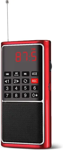 Miniatura 11 de Leting Radio portátil con altavoz MP3, radios FM portátil, soporte de radio FM, tarjeta TF/USB/grabación de música, mini radio con batería Negro