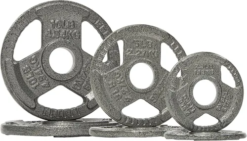 Miniatura 17 de Signature Fitness Olympic - Placa de pesas de hierro fundido de 2 pulgadas para entrenamiento de fuerza y levantamiento de pesas, varios tamaños