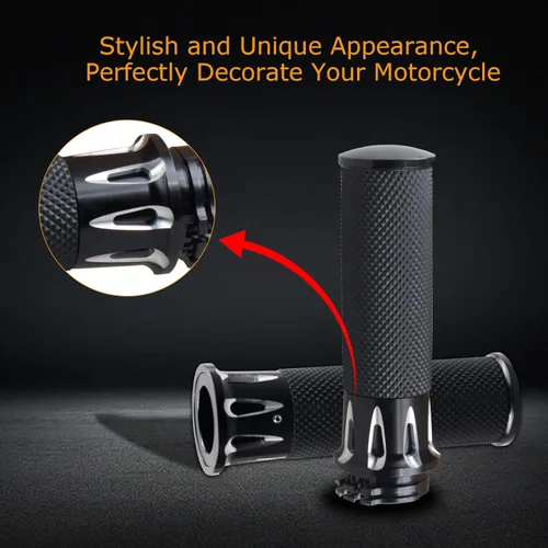 Miniatura 3 de NTHREEAUTO 1" / 25mm Agarres de manillar para motocicleta, universal, compatible con Harley Sportster Iron 883 Dyna Road Electra Glide Softail Negro