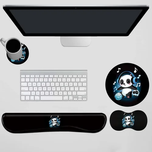Miniatura 2 de Alfombrilla para mouse con soporte de muñeca para teclado y reposamuñecas [4 en 1], fácil de escribir, alivio del dolor, cojín de gel de espuma