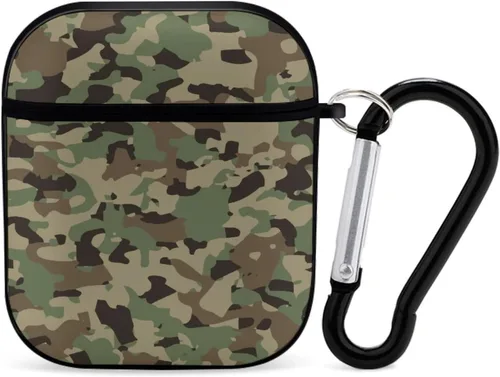 Funda protectora de silicona compatible con AirPods 2 y 1 (camuflaje militar de camuflaje frío)