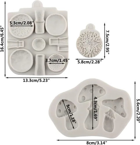 Miniatura 2 de Sijiangmold Moldes de silicona 3D para fondant de hongos, molde de chocolate para decoración de pasteles, chocolate, caramelo, polímero, arcilla