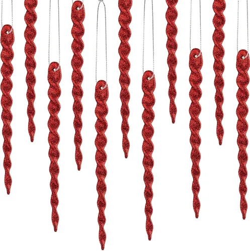Miniatura 22 de 30 piezas de carámbanos de plástico trenzados para árbol de Navidad; adornos colgantes para árbol de Navidad, fiesta de Navidad, boda, fiesta