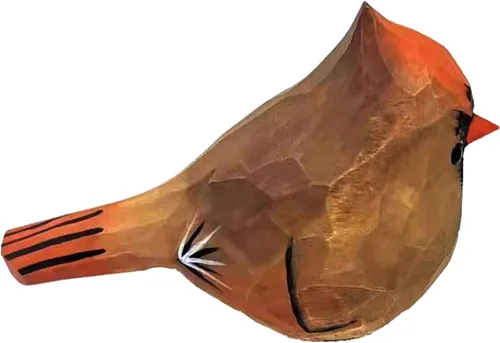 Madera maciza tallada a mano estatua de pájaros cardenales del norte Estatua de pájaro de madera pintada a mano Figura de animal 3D hecha a mano