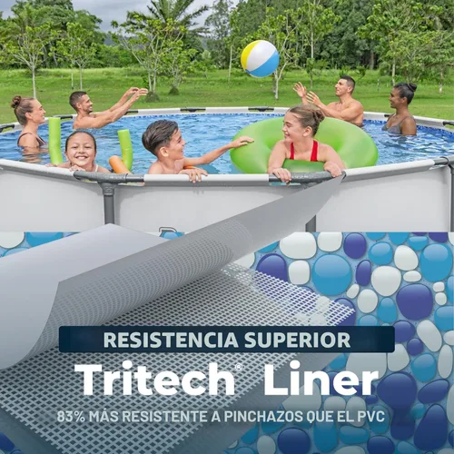 Miniatura 6 de Bestway Steel Pro MAX - Juego de piscina para exteriores con estructura de metal redonda de 14 pies x 48 pulgadas con bomba de filtro de 1,000