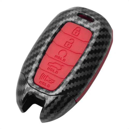Miniatura 6 de Smart Key Fob - Funda de silicona negra de fibra de carbono compatible con Hyundai Accent Azera Elantra GT Grandeur I30 IG IX35 Kona Palisade Santa