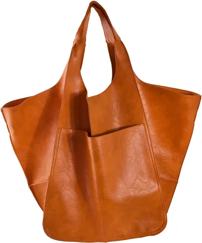 Miniatura 7 de KlaOYer - Bolso de mano de cuero de gran capacidad, bolso de trabajo, bolso hobo de piel sintética, bolso de mano y bandolera grande, bolso de viaje