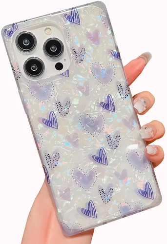 Miniatura 7 de Funda compatible con iPhone 14 Pro con borde rectangular, bonita funda protectora de lujo con pintura al óleo y flores para mujeres y niñas, funda