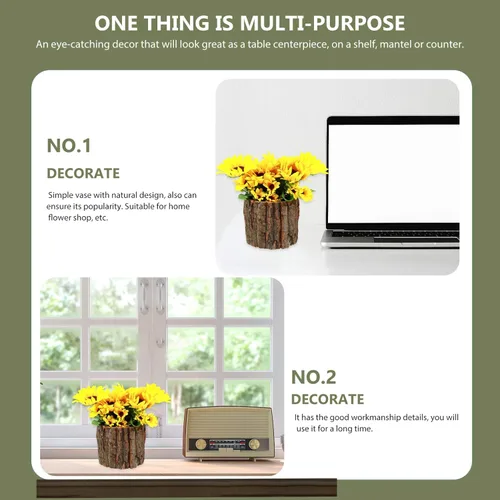 Miniatura 9 de YARNOW 4 piezas de cactus para decoración de ramo de flores, decoración para el hogar, balcón, jardín, fiesta, cubo de madera rústica, madera