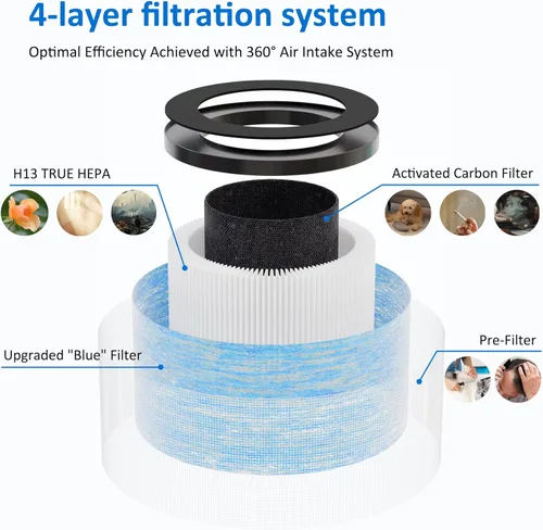 Miniatura 2 de MK06 MK01 Filtro de repuesto True HEPA compatible con AROEVE MK01 MK06 y Kloudi DH-JH01, versión estándar, paquete de 3