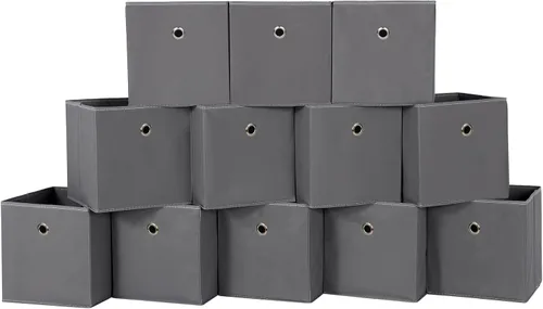 Miniatura 44 de Cubos de Almacenamiento Plegables Negros Contenedores, Cubos de Almacenamiento de Tela de 11 Pulgadas, Cajas de Almacenamiento de Tela, Cubos