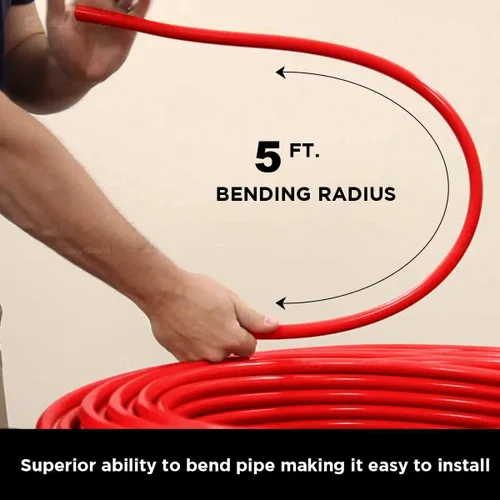 Miniatura 6 de Pex-A - Tubo PEX de 1 pulgada x 100 pies, tubo de agua flexible para calefacción radiante hidrónico, bobina de tubo PEX de 1 pulgada, rojo