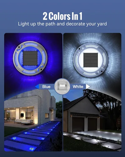 Miniatura 2 de Luces Solares para Entrada de Vehículos Luces de Muelle Impermeables Paquete de 4, 2 Colores en 1, Luces LED Solares de Cubierta para Exteriores