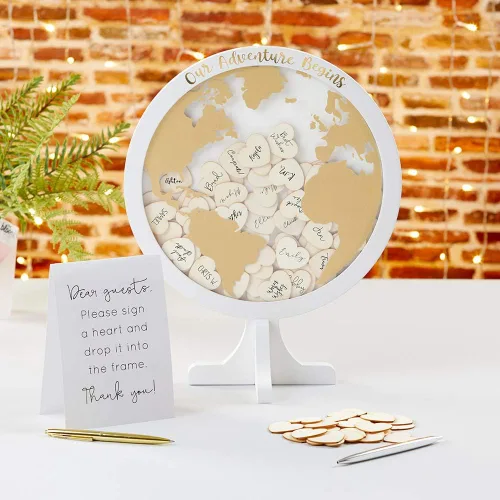 Miniatura 2 de Kate Aspen Libro de invitados de boda alternativo - Our Adventure Begins Globe Frame Recuerdo (22101NA), negro