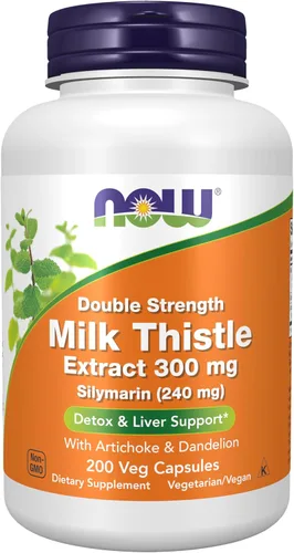Miniatura 9 de Suplementos NOW Foods, Extracto de cardo de leche de Silymarin 300 mg con alcachofa y diente de león, Doble fortaleza, ayuda a la función hepática*