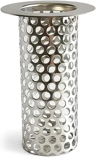 Colador de drenaje comercial de piso de 2 pulgadas, colador de drenaje de acero inoxidable de malla cilíndrica perforada 304 de 4 pulgadas de alto