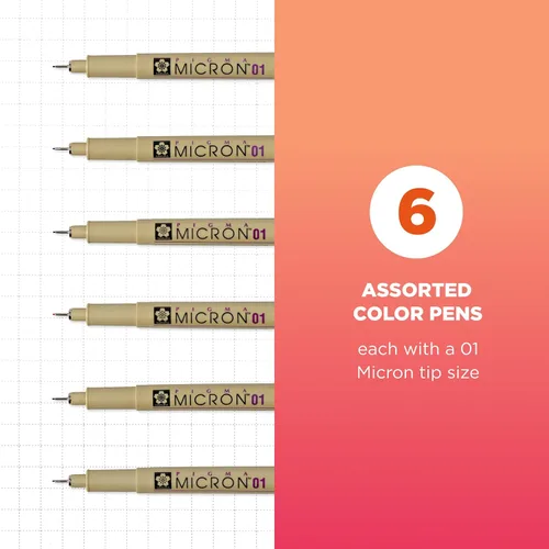 Miniatura 2 de Sakura 30063 Pigma Micron - Juego de 6 bolígrafos de tinta, colores surtidos 01