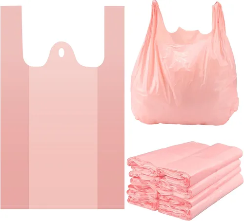 Miniatura 11 de Kisston 400 bolsas de plástico para camisetas de tamaño jumbo con asas, 35 micrófonos, bolsas grandes de plástico liso para comestibles, gruesas