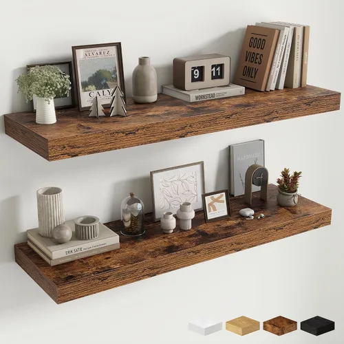 Miniatura 129 de Estantes flotantes de 48 pulgadas para pared, estante de chimenea de 10 pulgadas de profundidad, estantes flotantes de madera para pared, estantes
