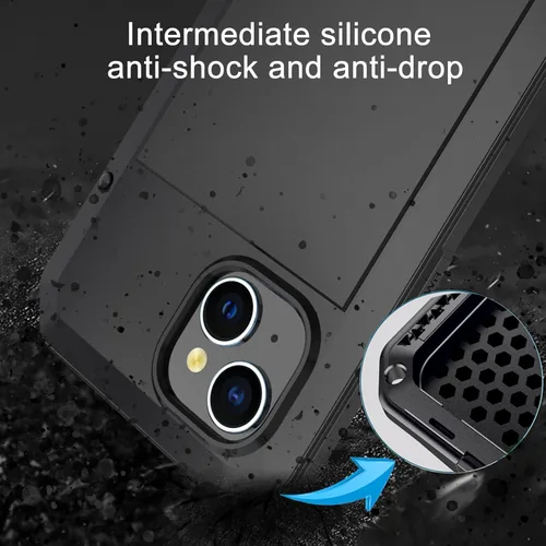 Miniatura 6 de Funda para iPhone 14, Cubierta Protectora de Cuerpo Completo 360 Resistente Heavy Duty a Prueba de Golpes Armadura Resistente Funda de Metal