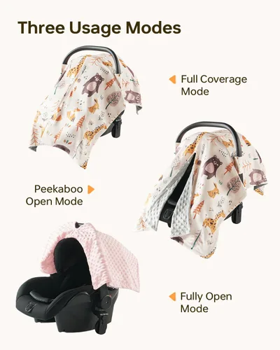 Miniatura 3 de Funda de asiento de automóvil para bebé, fundas de asiento de automóvil ultra suaves de Minky con apertura a presión, funda de cochecito multiusos
