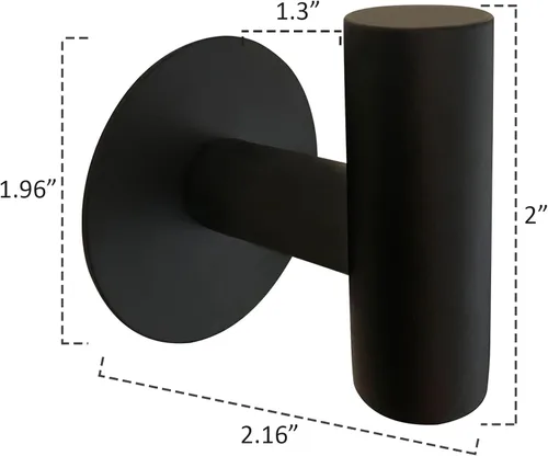 Miniatura 4 de Ganchos de pared adhesivos negros mate, paquete de 2 unidades, ganchos adhesivos resistentes para toallas de baño, puerta de cocina, gancho