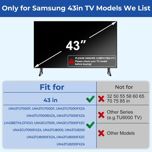 Miniatura 2 de Soporte de TV para patas de TV Samsung, solo para Samsung UN43TU7000F, UN43TU700DF, UN43CU7000, UN43TU8000, UN43TU8200, UN43TU700DFXZA