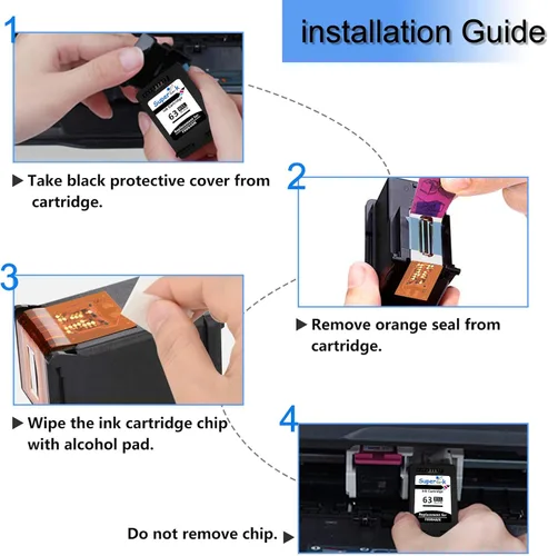 Miniatura 4 de SuperInk Paquete de 2 cartuchos de tinta de alto rendimiento compatibles con HP 63XL 63 XL 63 XL 63 negro, nuevo uso de CHIP con impresora DeskJet